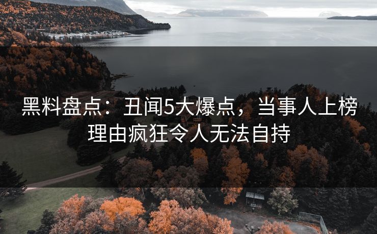 黑料盘点：丑闻5大爆点，当事人上榜理由疯狂令人无法自持