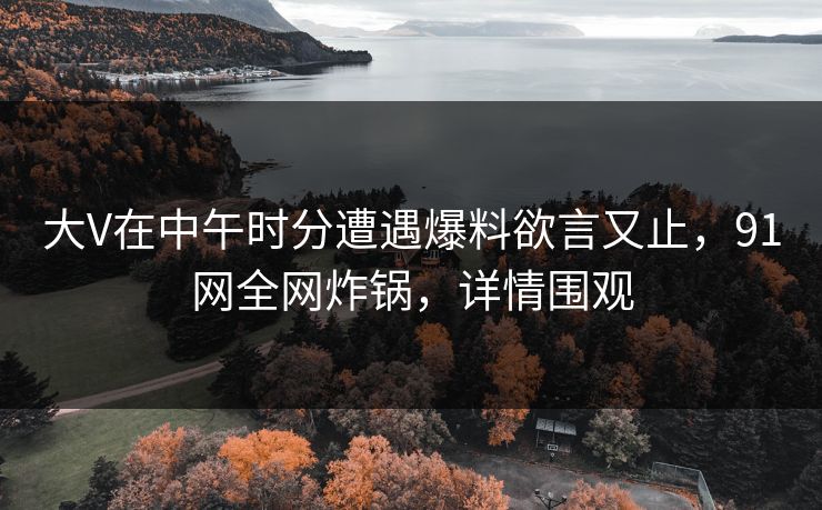 大V在中午时分遭遇爆料欲言又止，91网全网炸锅，详情围观